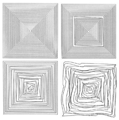 various more or less distorted concentric squares, by Vera Molnar